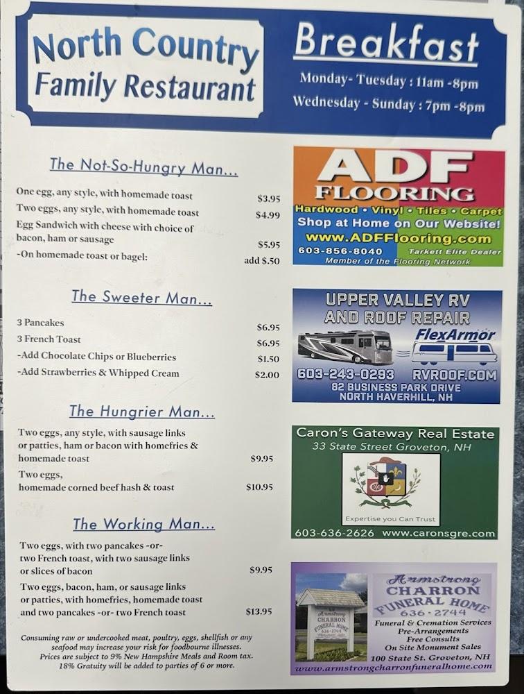 North Country Family Restaurant Menu image 2